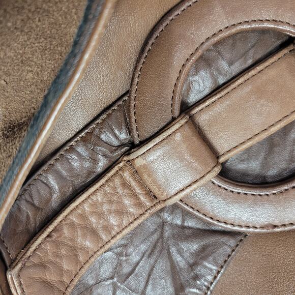 Leather Messenger Bag Vintage Brown Patchwork Pieced Shoulder Crossbody Slouchy - Picture 10 of 16